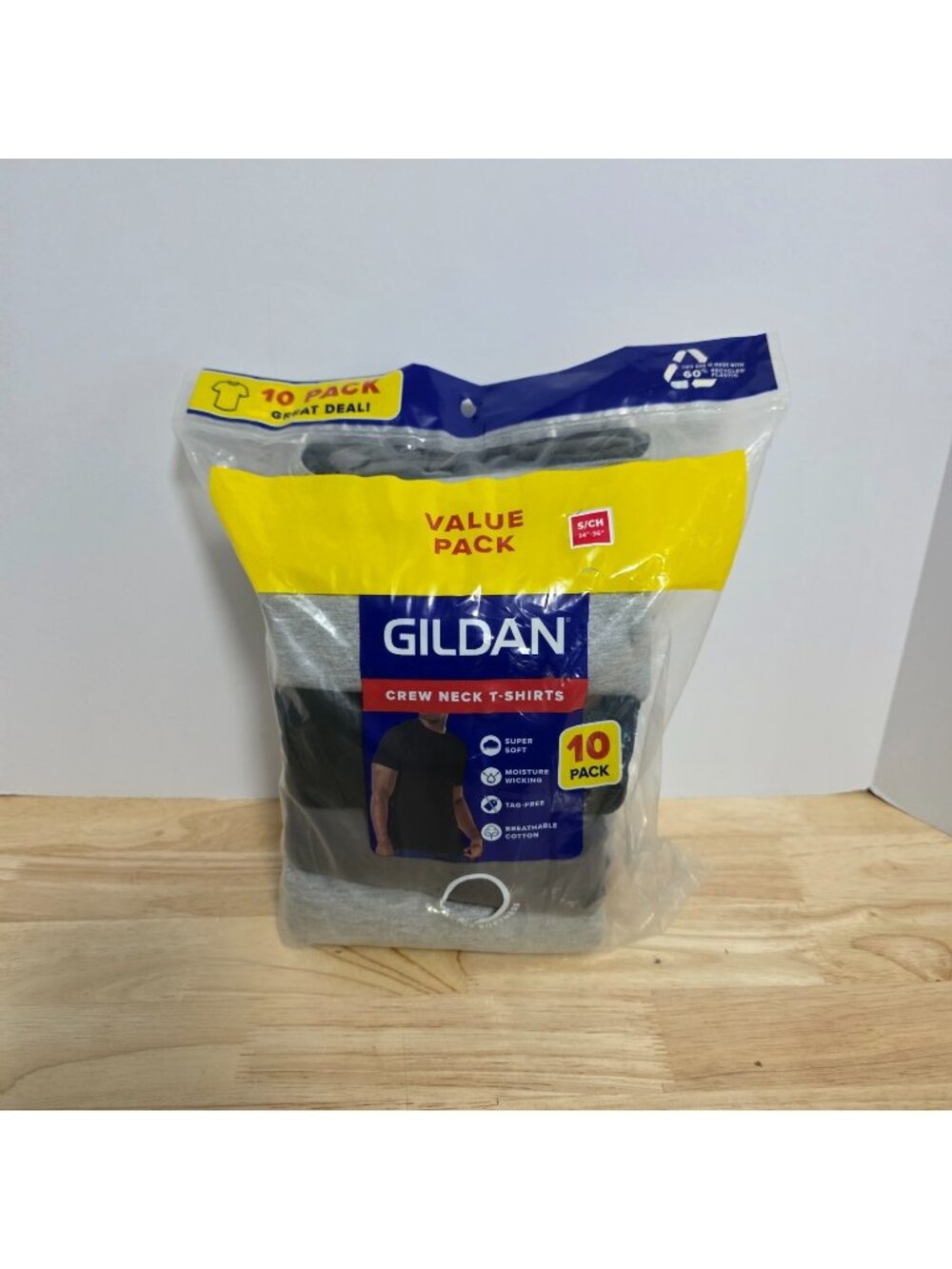 Gildan Crew Neck T-Shirts Mens Small 34-36 10 Pack Black Gray Cotton NEW